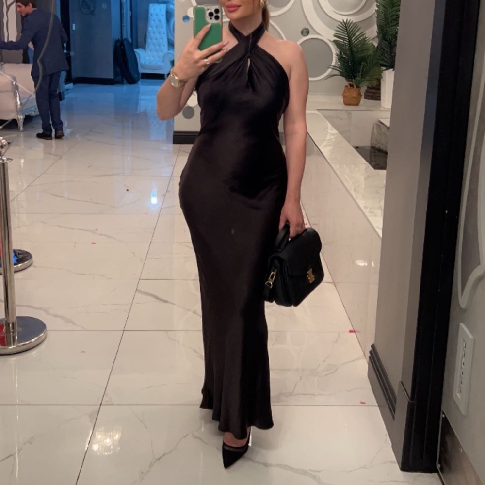 Meshki Black Halter Maxi Dress